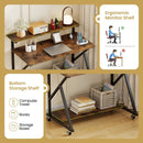 Rolling Computer Desk with Charging Station and Monitor Shelf Storage for Home Office by LJGDeals