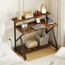 Rolling Computer Desk with Charging Station and Monitor Shelf Storage for Home Office by LJGDeals