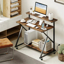 Rolling Computer Desk with Charging Station and Monitor Shelf Storage for Home Office by LJGDeals