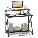Rolling Computer Desk with Charging Station and Monitor Shelf Storage for Home Office by LJGDeals