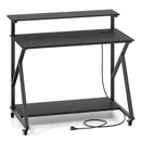 Rolling Computer Desk with Charging Station and Monitor Shelf Storage for Home Office