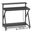 Rolling Computer Desk with Charging Station and Monitor Shelf Storage for Home Office by LJGDeals