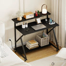 Rolling Computer Desk with Charging Station and Monitor Shelf Storage for Home Office by LJGDeals