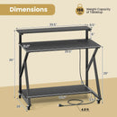 Rolling Computer Desk with Charging Station and Monitor Shelf Storage for Home Office by LJGDeals
