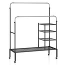 Rolling Double Rods Garment Rack with Height Adjustable Hanging Bars by LJGDeals