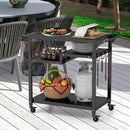 Rolling Grill Cart 3-Shelf BBQ Cart with Hooks and Side Handle-Black by LJGDeals