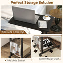 Rolling Height Adjustable Sofa End Side Table by LJGDeals