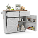 Rolling Kitchen Island with Trash Can Cabinet and Rubber Universal Wheels by LJGDeals