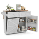 Rolling Kitchen Island with Trash Can Cabinet and Rubber Universal Wheels