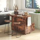 Rolling Kitchen Island Cart with Drop Leaf and Wine Rack-Rustic Brown by LJGDeals