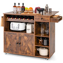 Rolling Kitchen Island Cart with Drop Leaf and Wine Rack-Rustic Brown by LJGDeals