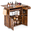 Rolling Kitchen Island Cart with Drop Leaf and Wine Rack-Rustic Brown by LJGDeals