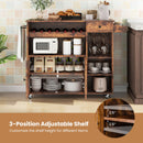 Rolling Kitchen Island Cart with Drop Leaf and Wine Rack-Rustic Brown