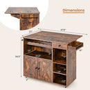 Rolling Kitchen Island Cart with Drop Leaf and Wine Rack-Rustic Brown by LJGDeals