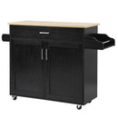 Rolling Kitchen Island Cart with Towel and Spice Rack by LJGDeals