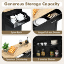 Rolling Kitchen Island Cart with Towel and Spice Rack-Black