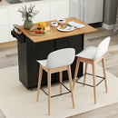 Rolling Kitchen Island with Trash Can Cabinet and Rubber Universal Wheels by LJGDeals