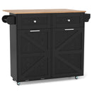 Rolling Kitchen Island with Trash Can Cabinet and Rubber Universal Wheels by LJGDeals