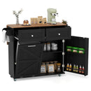 Rolling Kitchen Island with Trash Can Cabinet and Rubber Universal Wheels by LJGDeals