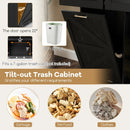 Rolling Kitchen Island with Trash Can Cabinet and Rubber Universal Wheels by LJGDeals