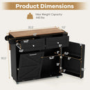 Rolling Kitchen Island with Trash Can Cabinet and Rubber Universal Wheels by LJGDeals