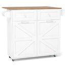Rolling Kitchen Island with Trash Can Cabinet and Rubber Universal Wheels by LJGDeals