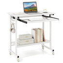 Rolling Laptop Table with Pull-out Keyboard Tray and Hooks-Rustic Brown by DirectDeals