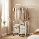 Rolling Metal Clothes Rack with Hanging Rod and Storage Basket by LJGDeals