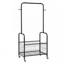 Rolling Metal Clothes Rack with Hanging Rod and Storage Basket by DirectDeals