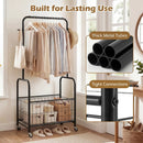 Rolling Metal Clothes Rack with Hanging Rod and Storage Basket by LJGDeals