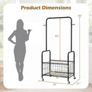 Rolling Metal Clothes Rack with Hanging Rod and Storage Basket by DirectDeals