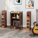 Mobile Record Player Stand with Power Outlet-Rustic Brown by LJGDeals