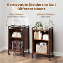 Mobile Record Player Stand with Power Outlet-Rustic Brown