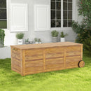 Rolling Patio Wooden Deck Box with 2 Wheels and Side Handle for Outdoor by LJGDeals