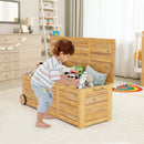 Rolling Patio Wooden Deck Box with 2 Wheels and Side Handle for Outdoor by LJGDeals