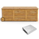 Rolling Patio Wooden Deck Box with 2 Wheels and Side Handle for Outdoor by LJGDeals