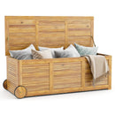 Rolling Patio Wooden Deck Box with 2 Wheels and Side Handle for Outdoor by LJGDeals