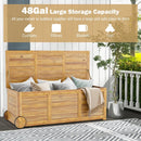 Rolling Patio Wooden Deck Box with 2 Wheels and Side Handle for Outdoor by LJGDeals