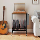 Rolling Record Player Stand 2-Tier with Vinyl Storage and Magazine Holder Bag by LJGDeals