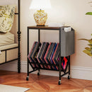 Rolling Record Player Stand 2-Tier with Vinyl Storage and Magazine Holder Bag by LJGDeals