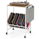 Rolling Record Player Stand 2-Tier with Vinyl Storage and Magazine Holder Bag by LJGDeals
