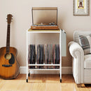 Rolling Record Player Stand 2-Tier with Vinyl Storage and Magazine Holder Bag by LJGDeals