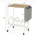 Rolling Record Player Stand 2-Tier with Vinyl Storage and Magazine Holder Bag