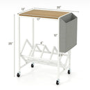Rolling Record Player Stand 2-Tier with Vinyl Storage and Magazine Holder Bag by LJGDeals