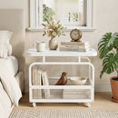 Rolling Side Table with Faux Marble Top and Storage Basket by LJGDeals