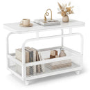 Rolling Side Table with Faux Marble Top and Storage Basket by LJGDeals