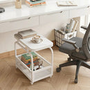 Rolling Side Table with Faux Marble Top and Storage Basket by LJGDeals