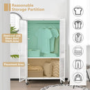 Rolling Storage Armoire Closet with Hanging Rod and Adjustable Shelf-White by LJGDeals
