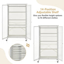Rolling Storage Armoire Closet with Hanging Rod and Adjustable Shelf-White by LJGDeals