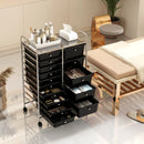Rolling Storage Cart 15-Drawer Trolley with Chrome Plated Metal Frame by LJGDeals